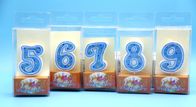 Hand Painting 0-9 Number Candle with White Edge Blue backgrand and Yellow Star
