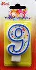 Paraffin Wax Number Birthday Party Candles With Blue Edge Colorful Wave And Dot
