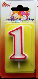 Candele di compleanno di numero con il supporto rosso della plastica e del bordo