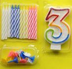 Tearless Colorful Spiral Birthday Candles Sets With Flower Holder And Number Candle