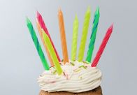 Custom Striped Birthday Candles Multi Colored Smokeless Dripless For Cake Decor