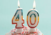 Glitter Number Birthday Candles , 40th Anniversary Cake Candles Food Grade
