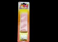 12 Pcs Baby Pink Long Birthday Candles , Tall Thin Birthday Candles With White Holder