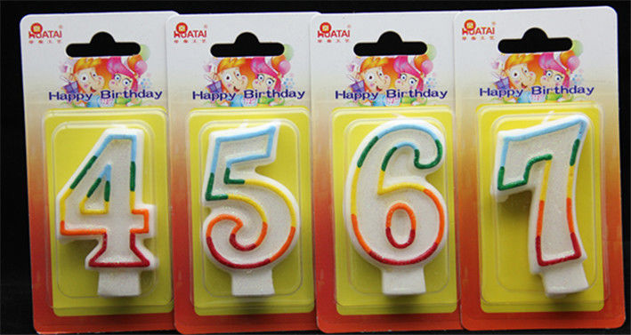 100% Handmade Birthday Number Candle with Rainbow color Edge and Gliter inside
