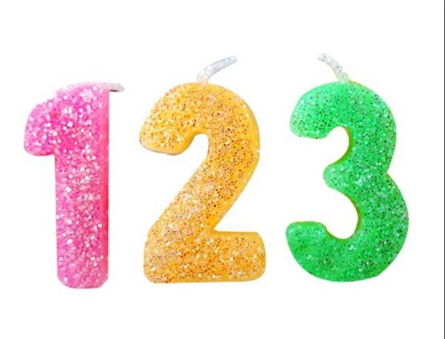Rainbow Color Glitter Number Candles For Birthday / Charistmas / Party Decoration