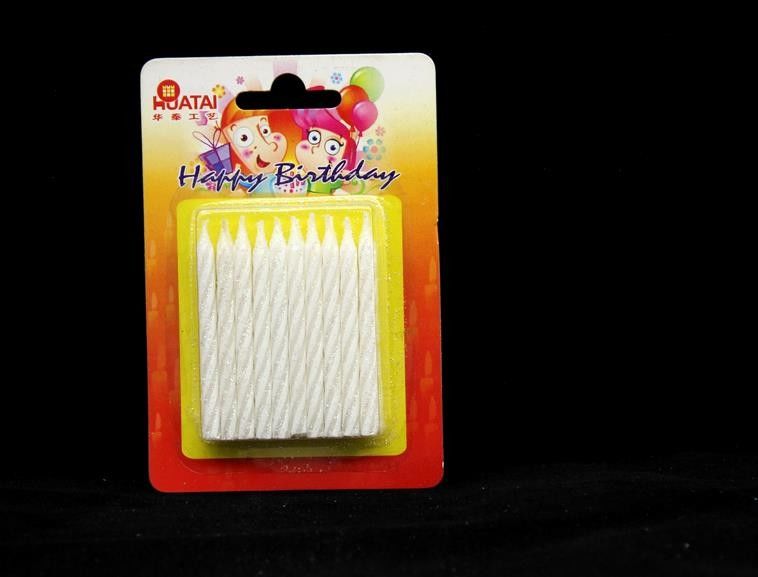 Shining White Spiral Glitter Birthday Candles ,  Happy Anniversary Cake Candles
